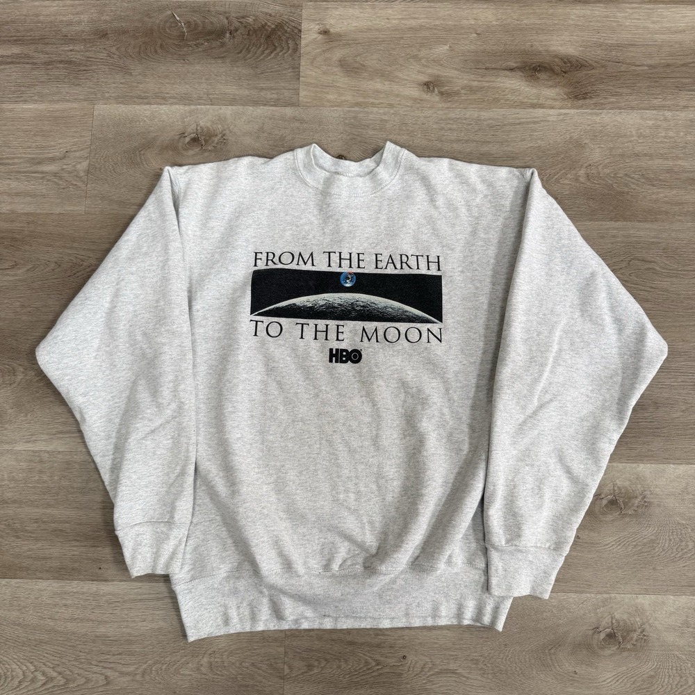 VTG 90s HBO From The Earth To The Moon Crewneck XL Tom Hanks Space NASA Promo